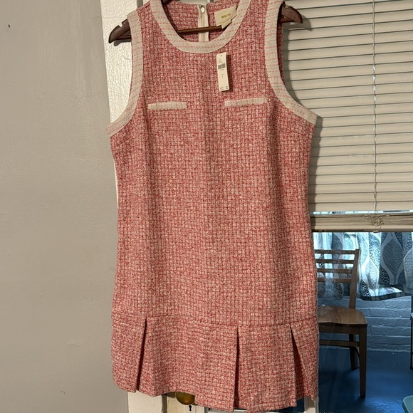 ✨ Anthropologie Sleeveless Tweed Pleated Mini Dress Sz L - Picture 5 of 8